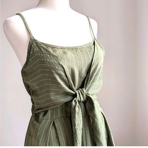 ANTHROPOLOGY Flying Tomato Wide Leg Jumpsuit olive green MEDIUM Bow and Tie NWOT